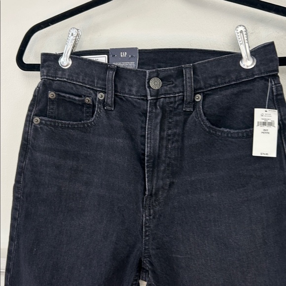 GAP NWT Black Cheeky Straight Leg High Waist Denim Jeans size 26P, 26 petite - Picture 2 of 9
